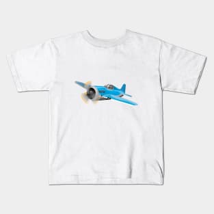 Small Blue fighter aircraft Kids T-Shirt